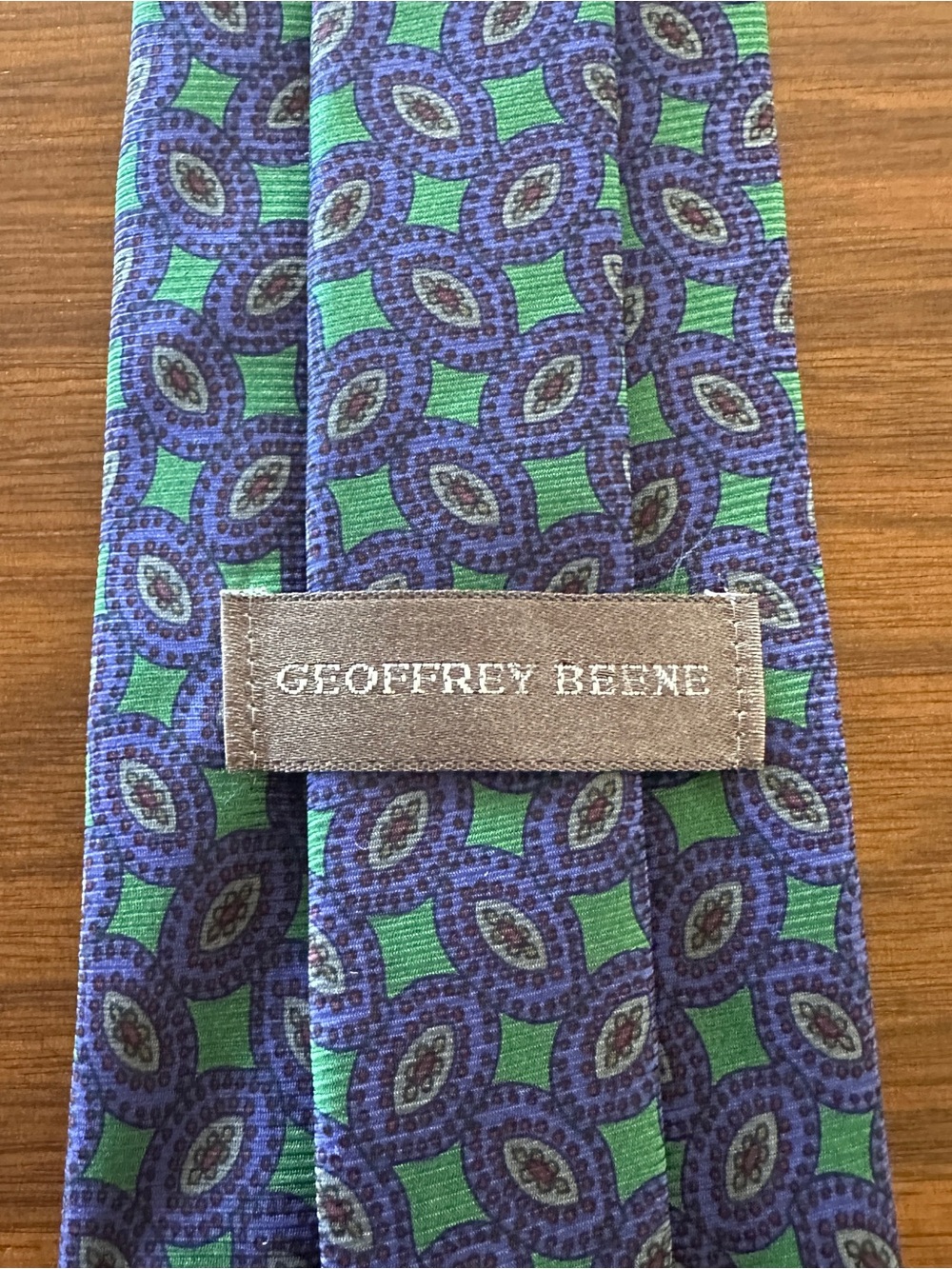 Geoffrey Beene Purple and Green Medallion Silk Tie